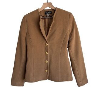 VTG Eliz Scott womens blazer 8 tan cashmere wool blend Brown Vintage Office